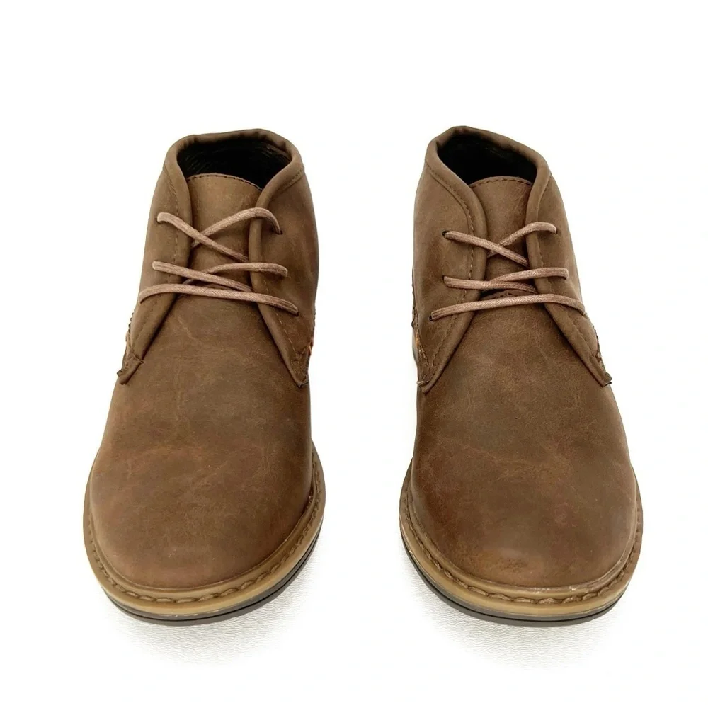 New Dayfive Hayden Boys Size 2 Brown Faux Leather Laced Ankle Day Five